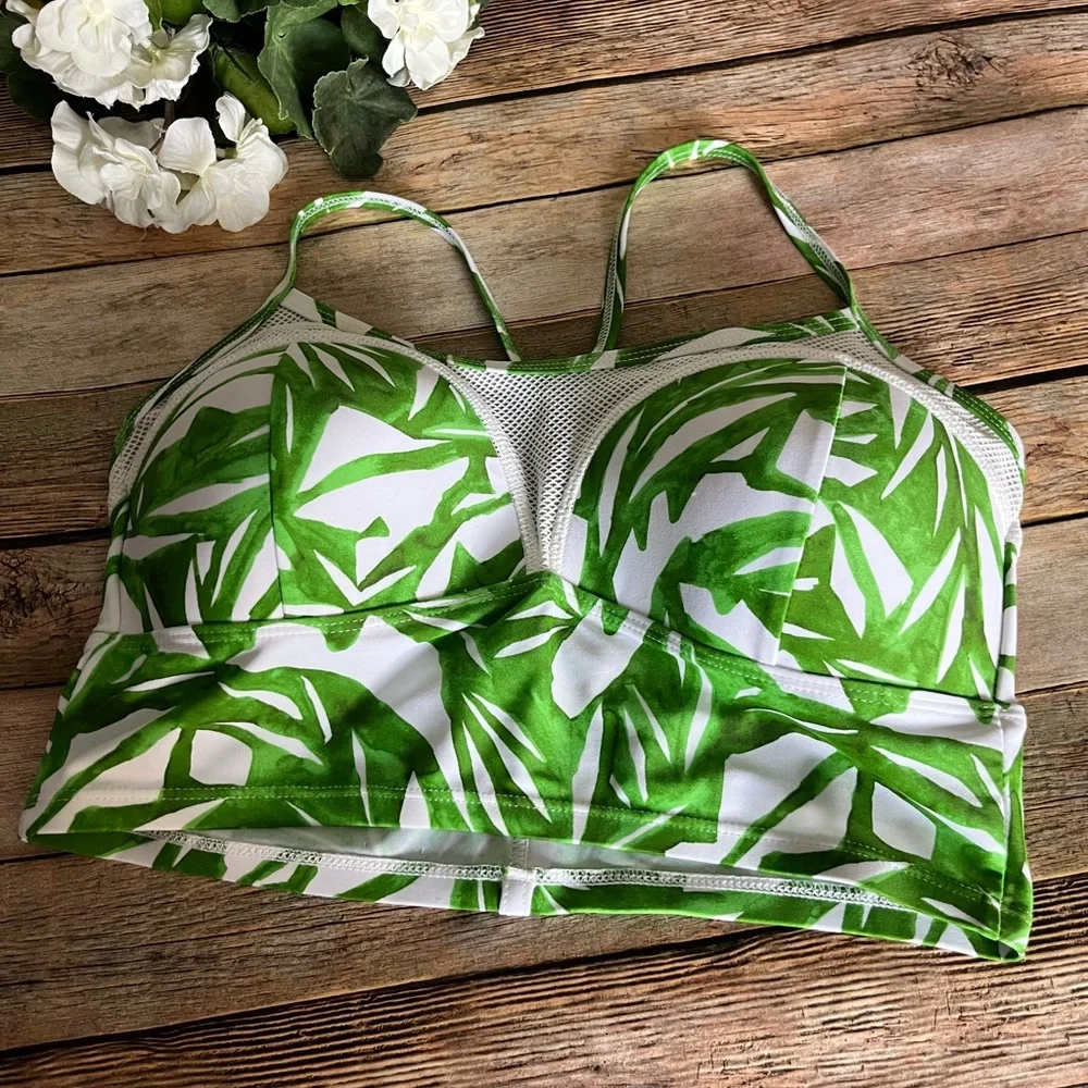 Athleta Leaf Rainforest Bralette Bikini Top with Mesh Details - Picture 3 of 10